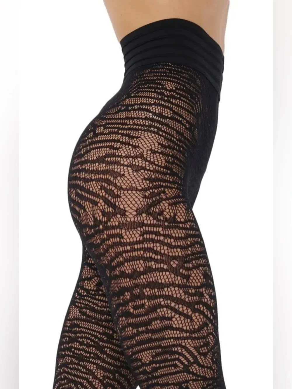 WOLFORD 19389 TRACE NET STIRRUP TIGHTS BLACK SIZE SMALL NWT